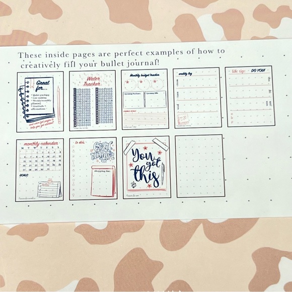 Bullet Journal Hardcover Dotted Notebook Customizable Bujo Animal Print Pink - Picture 13 of 17